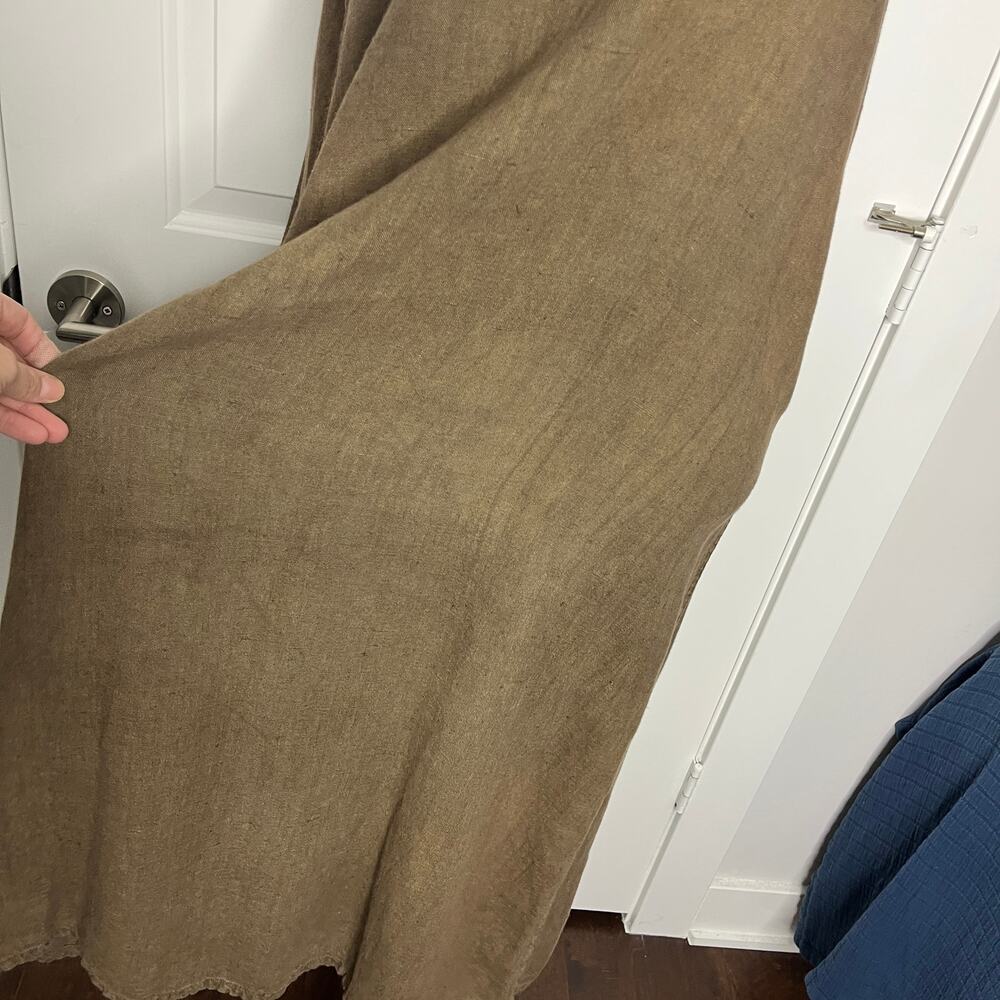 Cynthia Ashby Women's Linen Dress L Brown Midi Lagenlook Pinafore Sleeveless - Picture 5 of 9